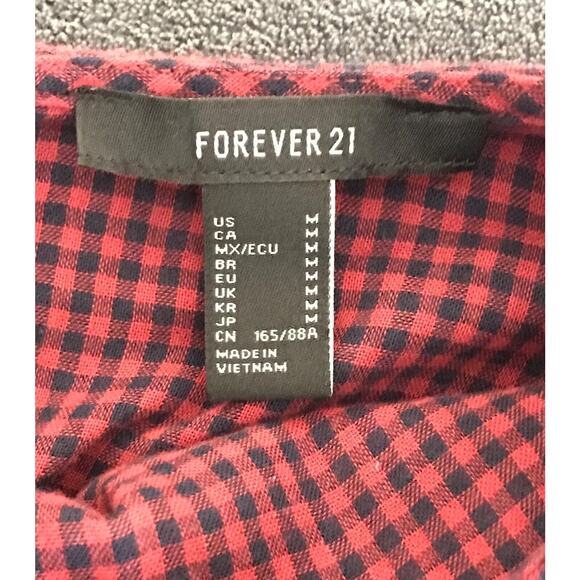 Forever 21 Medium Long Sleeve Ruffle Cuff & Hem Gingham Elastic Peplum Crop Top - Picture 8 of 9